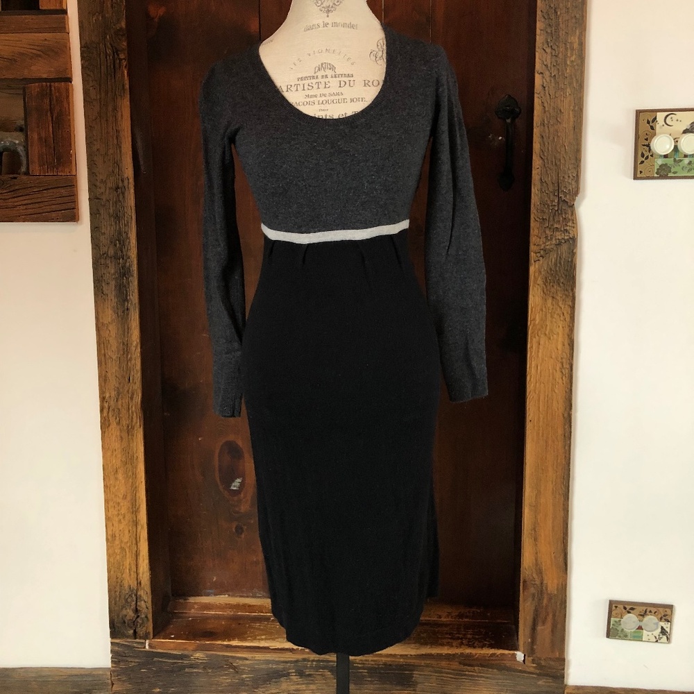 Boden, Long Sleeve Dress, US 2R, UK 6R, Black/Light Gray/Charcoal Gray